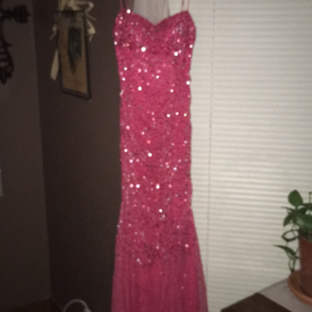 Elegant Cache Sequined Orange Gown NWT